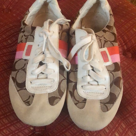 COACH sz.7.5 Joss Sneakers Pink & Orange - Picture 2 of 8